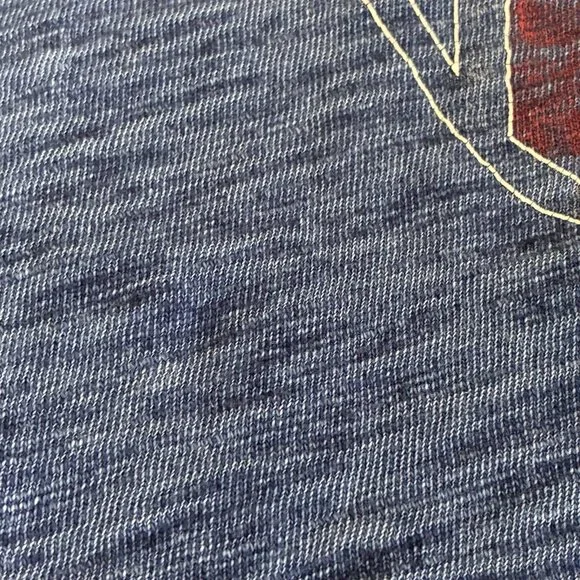 Triumph Lucky Brand Mens XL Shirt Short Sleeve Blue Burnout Graphic Logo Patch - Picture 8 of 9